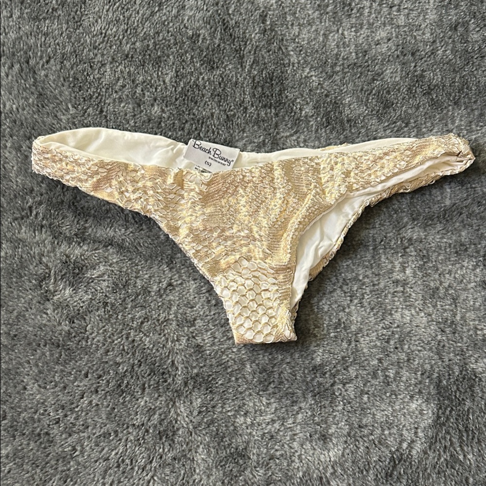 Beach Bunny Shimmering Gold Bikini Bottom Size Small